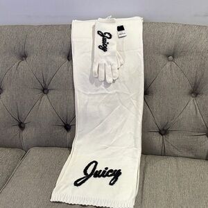 Juicy Couture White Knit Scarf and Gloves Set